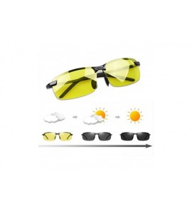 Rectangular Men's Photochromic Polarized Sunglasses Day and Night Driving Sports Glasses - Yellow - CC18W5TGGL7 $45.81