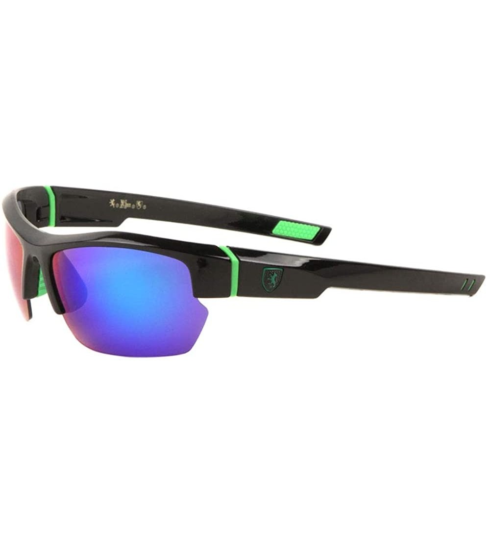 Sport Rimless Curved Frame Sports Sunglasses - Blue Green - C8199DSCC2Z $33.93