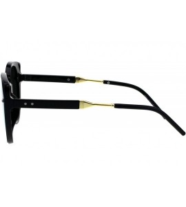 Oversized Womens Retro Mod Designer Oversize Plastic Cat Eye Sunglasses - Black Blue Mirror - CE18EKU686E $22.63