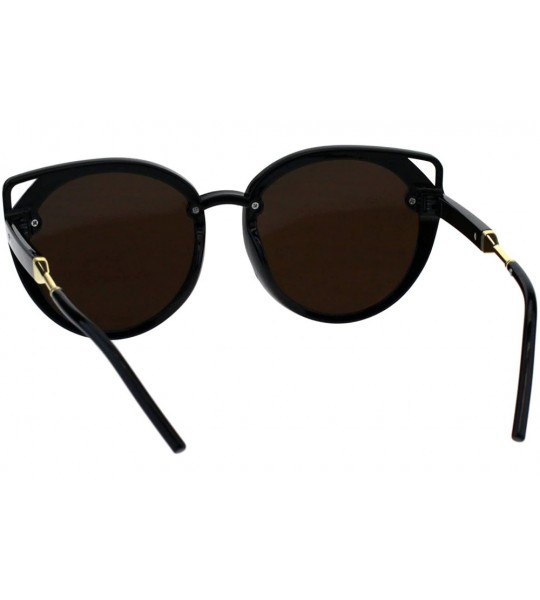 Oversized Womens Retro Mod Designer Oversize Plastic Cat Eye Sunglasses - Black Blue Mirror - CE18EKU686E $22.63