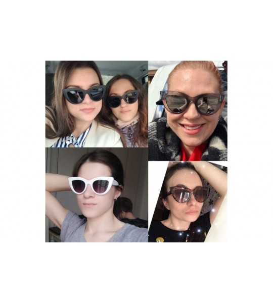 Cat Eye Women Cat Eye Sunglasses Retro Mirror Lens Sun Glasses Ladies Colorful Glasses UV400 - Black Clear - CO199QDDOZX $17.89