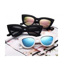 Cat Eye Women Cat Eye Sunglasses Retro Mirror Lens Sun Glasses Ladies Colorful Glasses UV400 - Black Clear - CO199QDDOZX $17.89