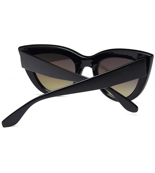 Cat Eye Women Cat Eye Sunglasses Retro Mirror Lens Sun Glasses Ladies Colorful Glasses UV400 - Black Clear - CO199QDDOZX $17.89