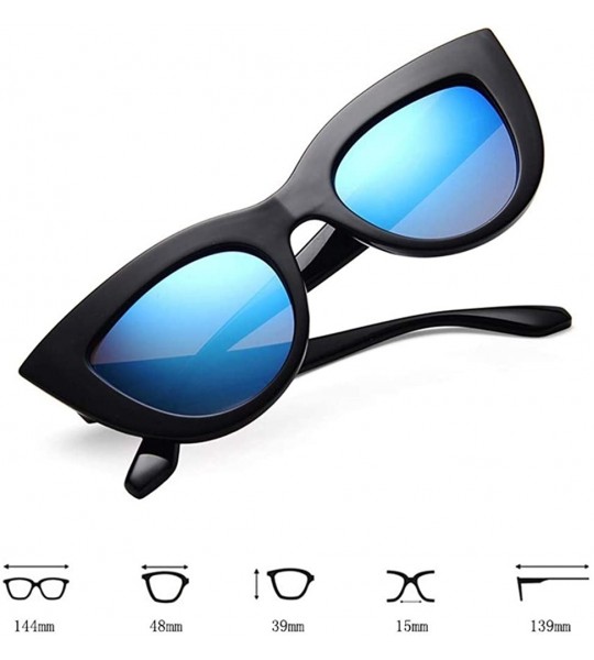 Cat Eye Women Cat Eye Sunglasses Retro Mirror Lens Sun Glasses Ladies Colorful Glasses UV400 - Black Clear - CO199QDDOZX $17.89