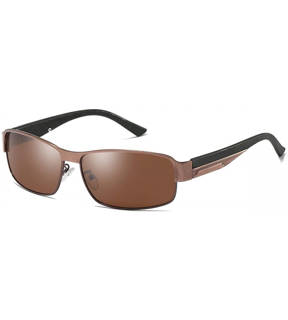 Oval Men's Hot Retro Driving Polarized Sunglasses Metal Frame 100% UV protection - Tea-tea - CX18K2WRCDG $29.63