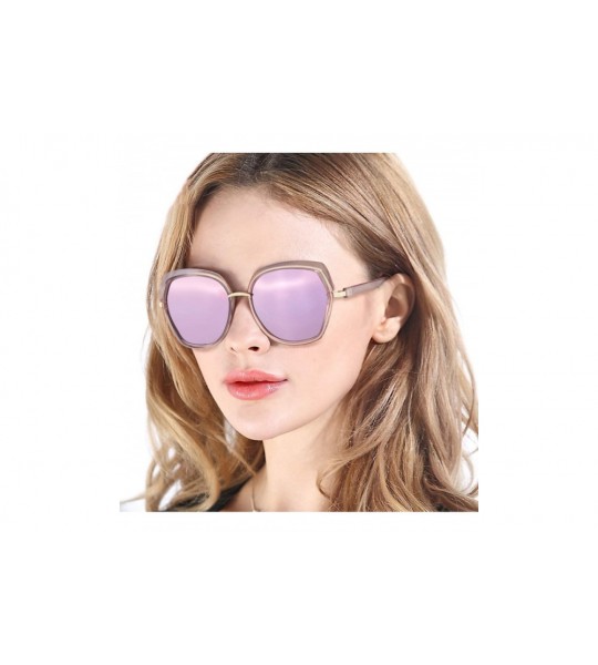 Square Oversized Mirrored Sunglasses for Women-Square Frame Design Womens Sunglases 100% UV Protection - CN18X52K5GD $25.64