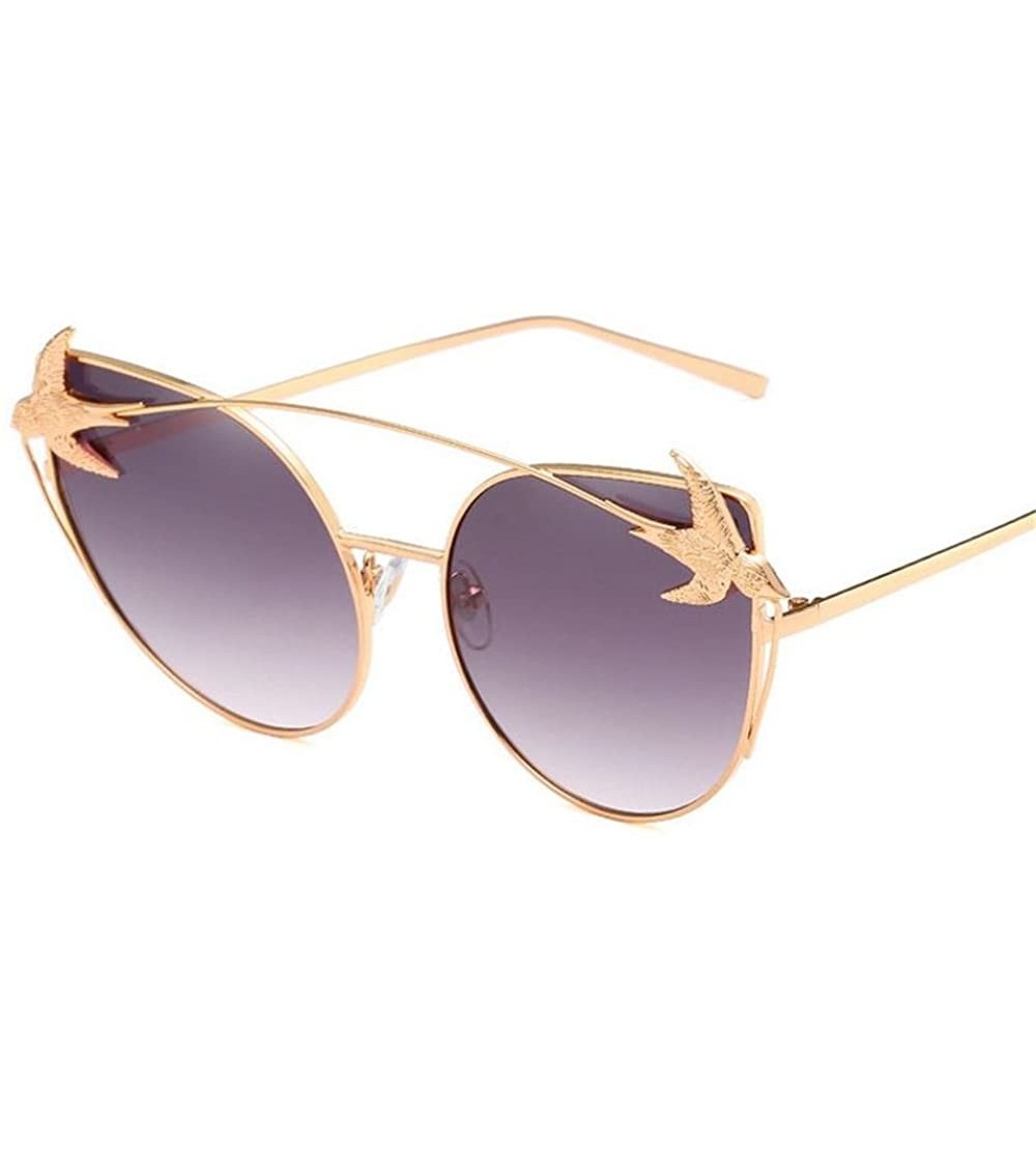 Butterfly Men Women Sunglasses Metal Polarized Cat Eye Swallow Glasses Eyewear - Purple - CF18DH8CC4N $28.04