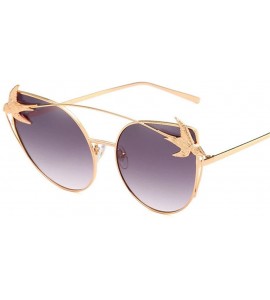 Butterfly Men Women Sunglasses Metal Polarized Cat Eye Swallow Glasses Eyewear - Purple - CF18DH8CC4N $28.04