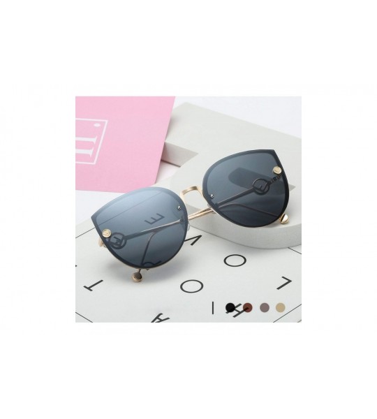 Cat Eye 2019 Lady Cat Eye Sunglasses Women Vintage Rimless Gradient Sun Glasses - Gold Clear Pink - CF18W7H9GDG $28.00