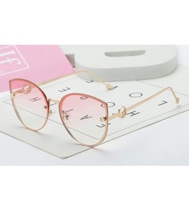 Cat Eye 2019 Lady Cat Eye Sunglasses Women Vintage Rimless Gradient Sun Glasses - Gold Clear Pink - CF18W7H9GDG $28.00