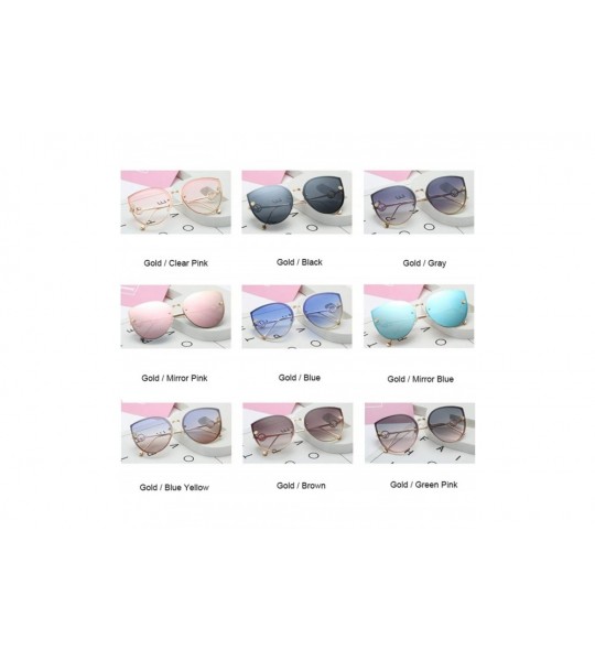 Cat Eye 2019 Lady Cat Eye Sunglasses Women Vintage Rimless Gradient Sun Glasses - Gold Clear Pink - CF18W7H9GDG $28.00