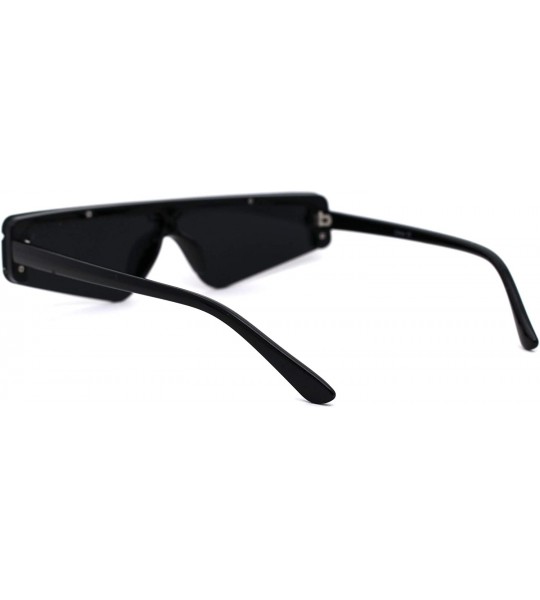 Shield Retro Futurism Flat Top Narrow Shield Plastic Sunglasses - Black White Black - C918X56K3L7 $22.97