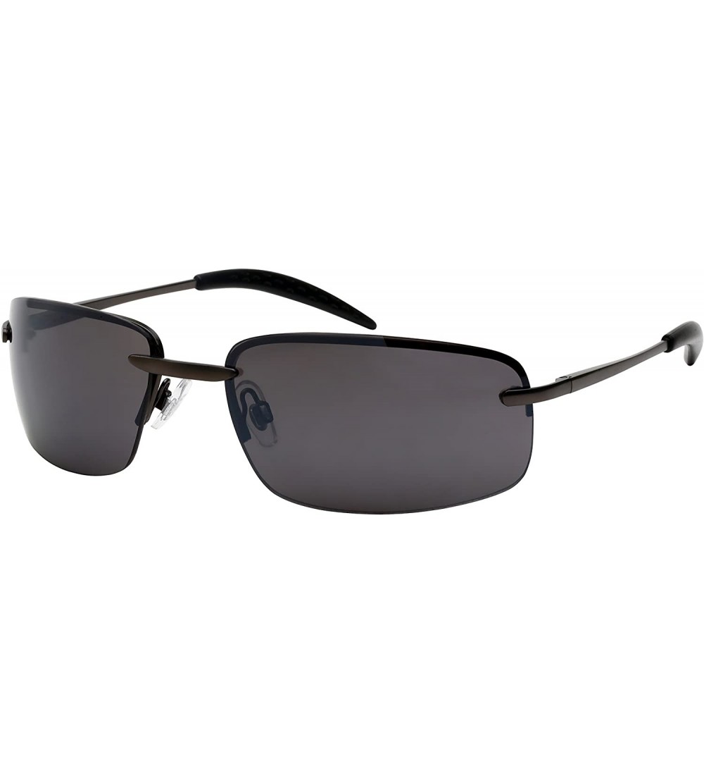 Sport Men's Metal Semi-Rimless Sports Sunglasses 25124S - Matte Gunmetal - CN12J6TJA61 $19.49