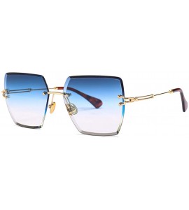 Square Fashion Men women Oversized Frameless Candy color Sunglasses UV400 - Blue White - CZ18NE3X6Z9 $21.44