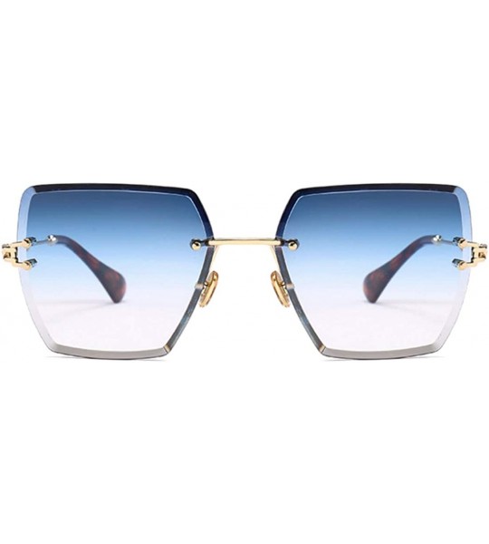 Square Fashion Men women Oversized Frameless Candy color Sunglasses UV400 - Blue White - CZ18NE3X6Z9 $21.44