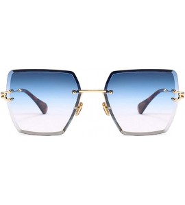 Square Fashion Men women Oversized Frameless Candy color Sunglasses UV400 - Blue White - CZ18NE3X6Z9 $21.44