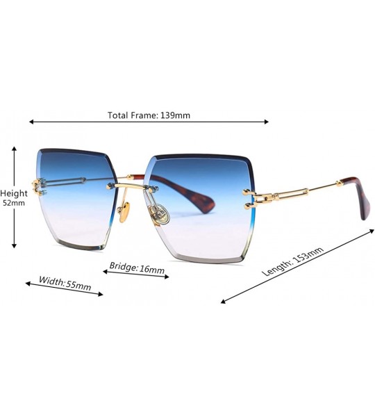 Square Fashion Men women Oversized Frameless Candy color Sunglasses UV400 - Blue White - CZ18NE3X6Z9 $21.44