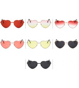 Rimless Women Cute Heart Shape Metal Frame Sunglasses with Case UV400 Protection - Silver Frame/Yellow Lens - CU18WQHHRO7 $38.15