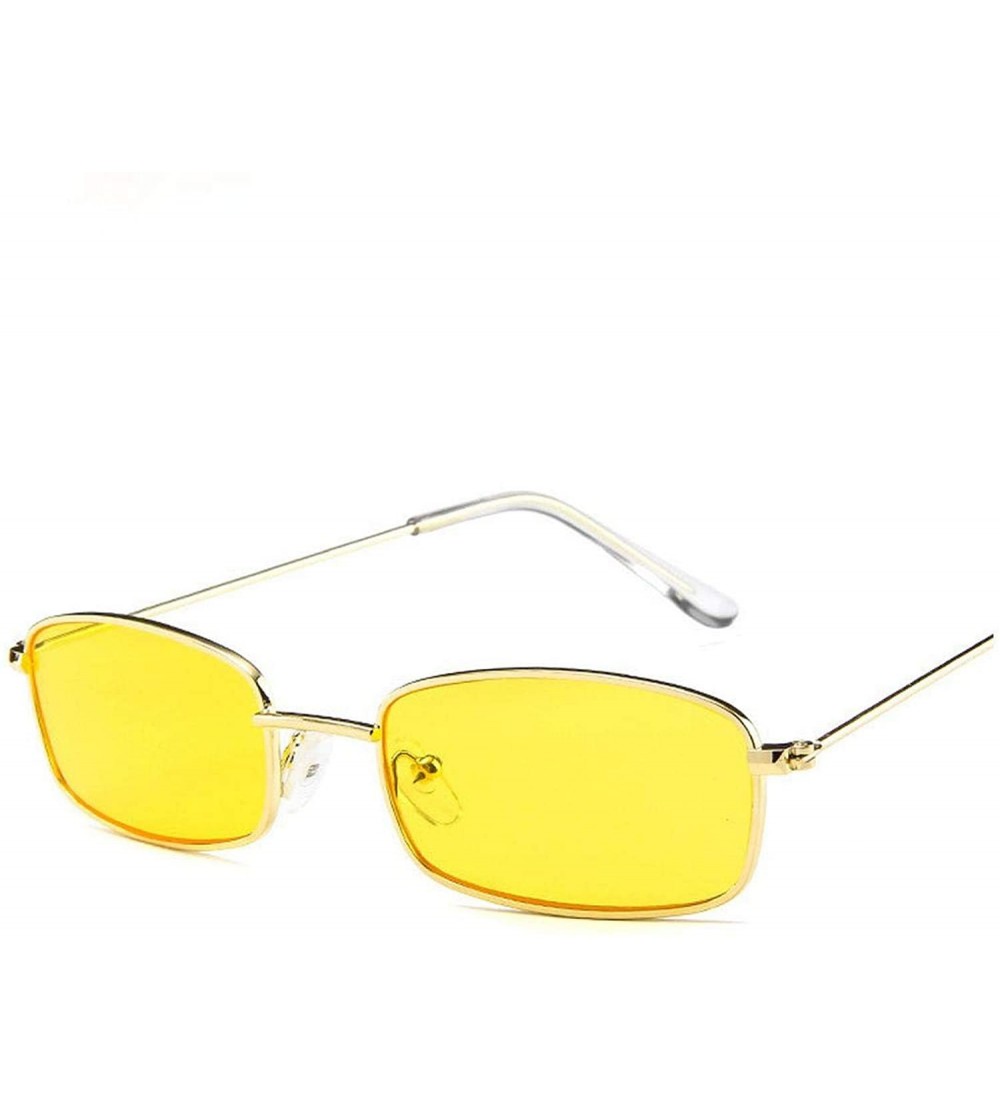 Oval 2018 Small Rectangle Retro Sunglasses Men Red Metal Frame Clear Lens Sun Glasses Women Unisex UV400 - C4 - CB197Y7R48W $...