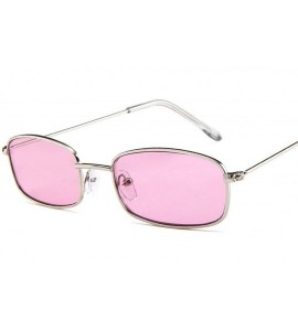 Oval 2018 Small Rectangle Retro Sunglasses Men Red Metal Frame Clear Lens Sun Glasses Women Unisex UV400 - C4 - CB197Y7R48W $...