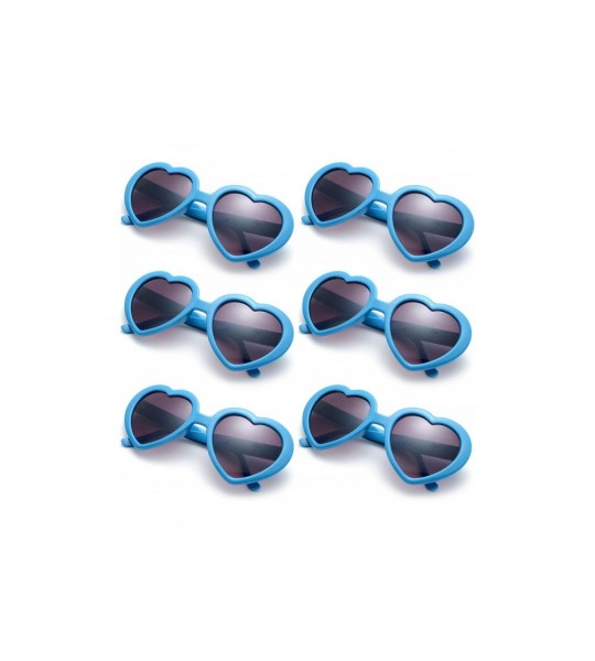 Round 6 Pack Neon Colors Heart Shape Sunglasses Party Favor Supplies - Blue - C118CGQ69Q7 $22.97