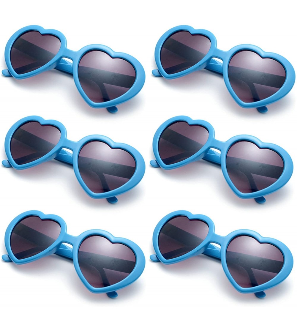Round 6 Pack Neon Colors Heart Shape Sunglasses Party Favor Supplies - Blue - C118CGQ69Q7 $22.97