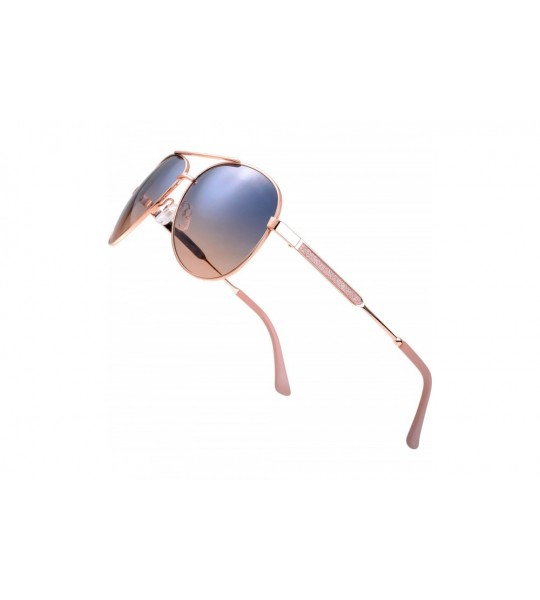 Round Classic Crystal Elegant Women Beauty Design Sunglasses Gift Box - L164-rose Gold - CV18M0TUXW7 $31.27