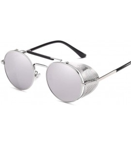 Square Retro Round Metal Sunglasses Men Women Glasses Shades UV Protection - 3-gun-gray - CO194OULQRY $42.77