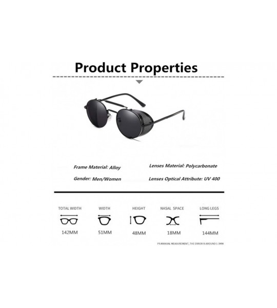 Square Retro Round Metal Sunglasses Men Women Glasses Shades UV Protection - 3-gun-gray - CO194OULQRY $42.77