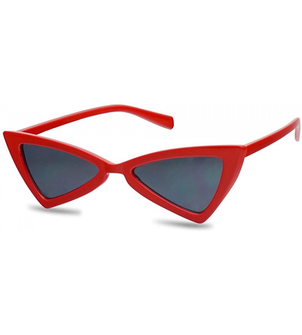Cat Eye Small Sleek Narrow Retro Triangle Bow-Tie Shaped Extreme Cat Eye Sun Glasses - Red Frame - Black - C218C7HM9U2 $23.29