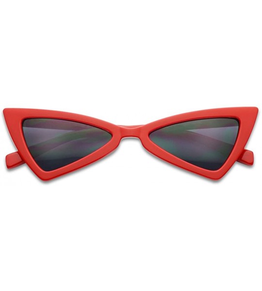 Cat Eye Small Sleek Narrow Retro Triangle Bow-Tie Shaped Extreme Cat Eye Sun Glasses - Red Frame - Black - C218C7HM9U2 $23.29