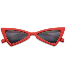 Cat Eye Small Sleek Narrow Retro Triangle Bow-Tie Shaped Extreme Cat Eye Sun Glasses - Red Frame - Black - C218C7HM9U2 $23.29