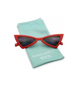 Cat Eye Small Sleek Narrow Retro Triangle Bow-Tie Shaped Extreme Cat Eye Sun Glasses - Red Frame - Black - C218C7HM9U2 $23.29