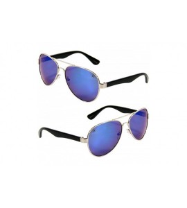 Aviator New Mirrored Lens Aviator Classic Sunglasses by Khan SS2010 - Silver - CA11KH2QB4H $18.69