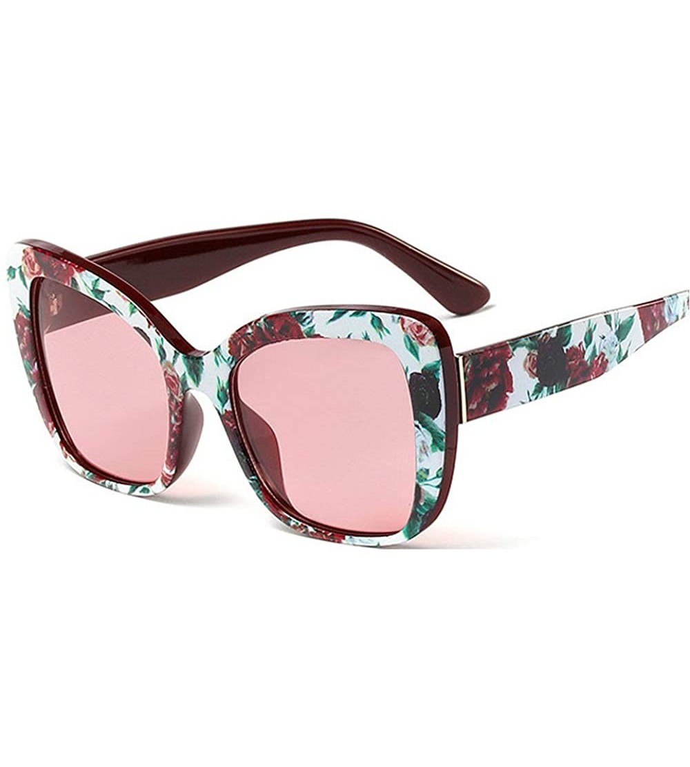 Rectangular Fashion New Lady Brand Design Stylish Style Big Frame Women Sunglasses UV400 - Floral - CR18QMN6NQ2 $22.06