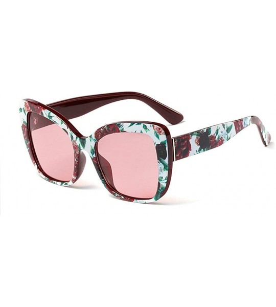 Rectangular Fashion New Lady Brand Design Stylish Style Big Frame Women Sunglasses UV400 - Floral - CR18QMN6NQ2 $22.06