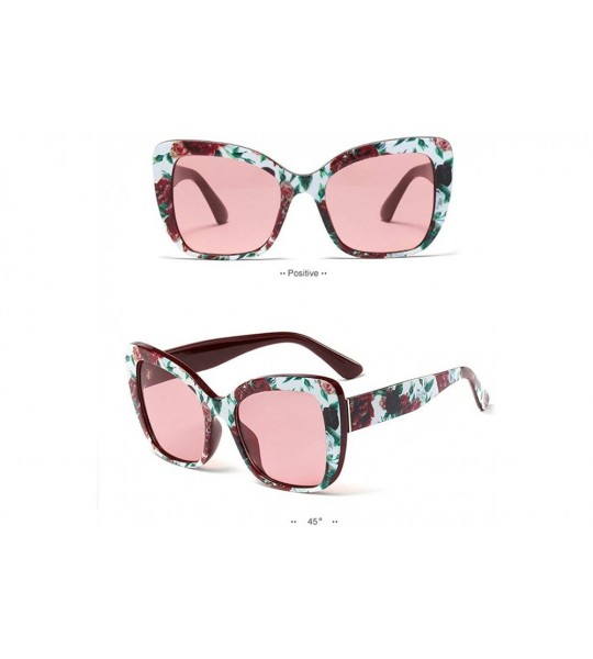 Rectangular Fashion New Lady Brand Design Stylish Style Big Frame Women Sunglasses UV400 - Floral - CR18QMN6NQ2 $22.06