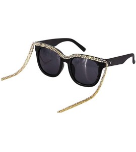 Square Stylish Metal Bee Decoration Sunglasses UV Protection Frame - Black C - CC18ZYL4GGC $32.14