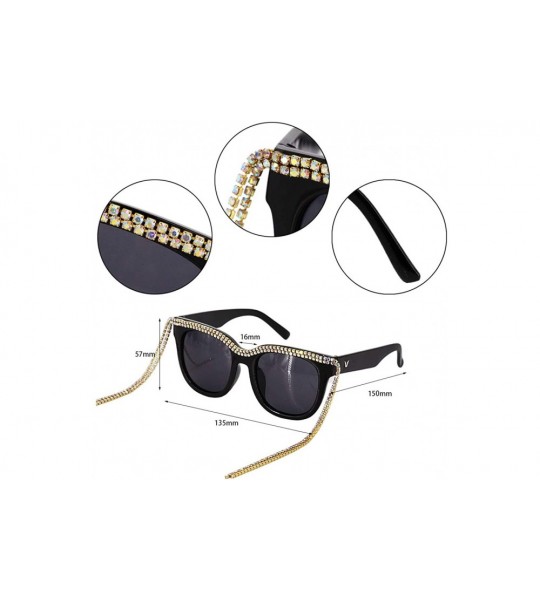 Square Stylish Metal Bee Decoration Sunglasses UV Protection Frame - Black C - CC18ZYL4GGC $32.14