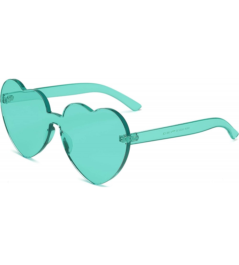 Round Fashion Rimless One Piece Clear Lens Color Candy Sunglasses - Light Green - C418ERNMM9Z $17.80