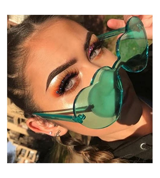 Round Fashion Rimless One Piece Clear Lens Color Candy Sunglasses - Light Green - C418ERNMM9Z $17.80