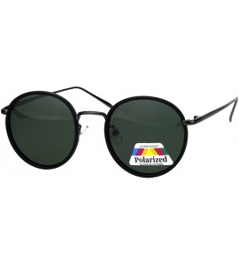 Round Polarized Lens Sunglasses Unisex Round Designer Vintage Style Shades - Black Gunmetal (Green) - CU18QDTGCOZ $23.59