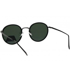 Round Polarized Lens Sunglasses Unisex Round Designer Vintage Style Shades - Black Gunmetal (Green) - CU18QDTGCOZ $23.59