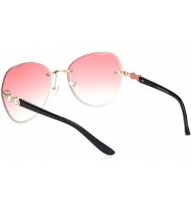 Rimless Womens Pearl Jewel Hinge Rimless Butterfly Sunglasses - Black Gold Red - CI18OQZOSZU $22.99