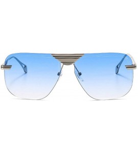 Rimless Vintage Square Metal Frame Sunglasses Men Women Fashion Luxury Rimless Sunglasses Shades Glasses UV400 - Blue - CN193...