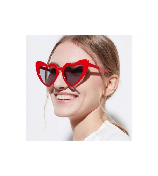 Sport Heart Shaped Sunglasses-Vintage Cat Eye Goggle-Oversized Rimless Shade Glasses - E - CG190O6T6NQ $57.37