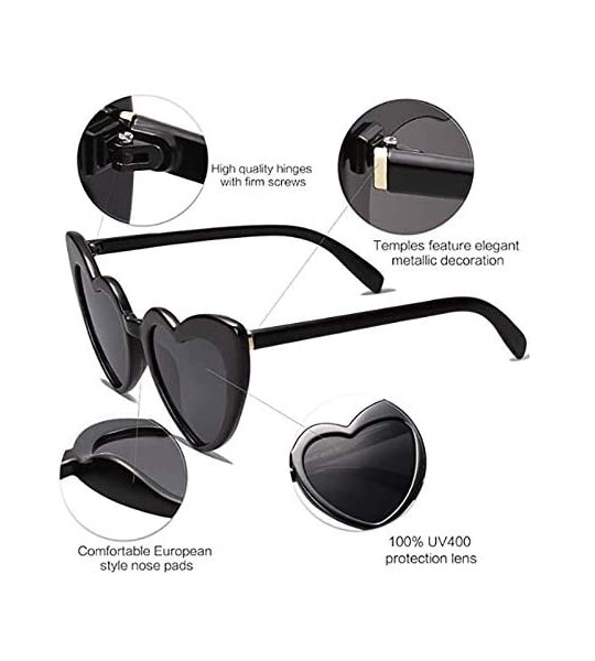 Sport Heart Shaped Sunglasses-Vintage Cat Eye Goggle-Oversized Rimless Shade Glasses - E - CG190O6T6NQ $57.37