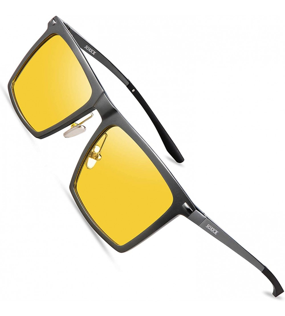 Square Night Vision Glasses for Driving - Fashion Polarized HD Anti-Glare Safe Glasses For Men Women Driver - 8138c2 - CR18AG...