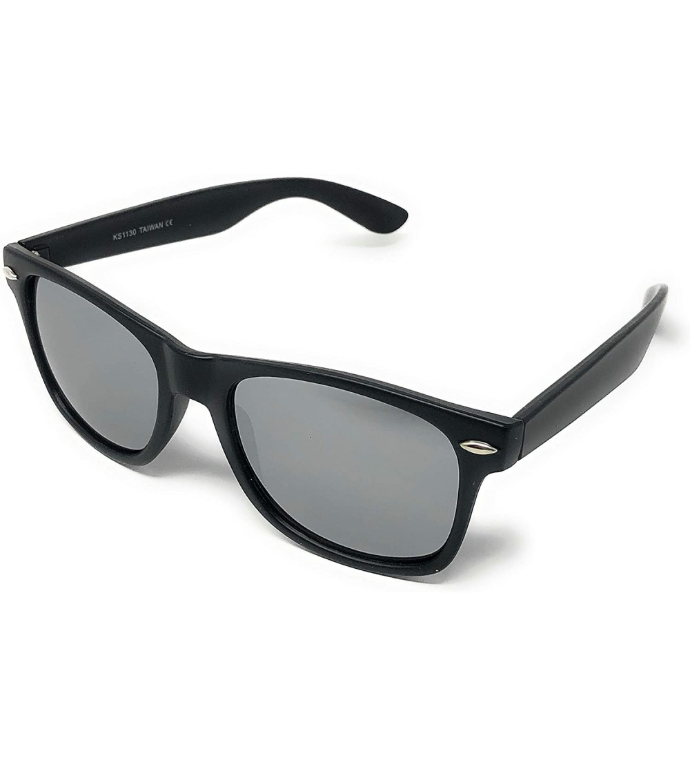 Wayfarer Sunglasses Classic 80s Vintage Style Design Mirror Lenses - Black Matte- Mirror - CN18IKH2ID3 $17.28