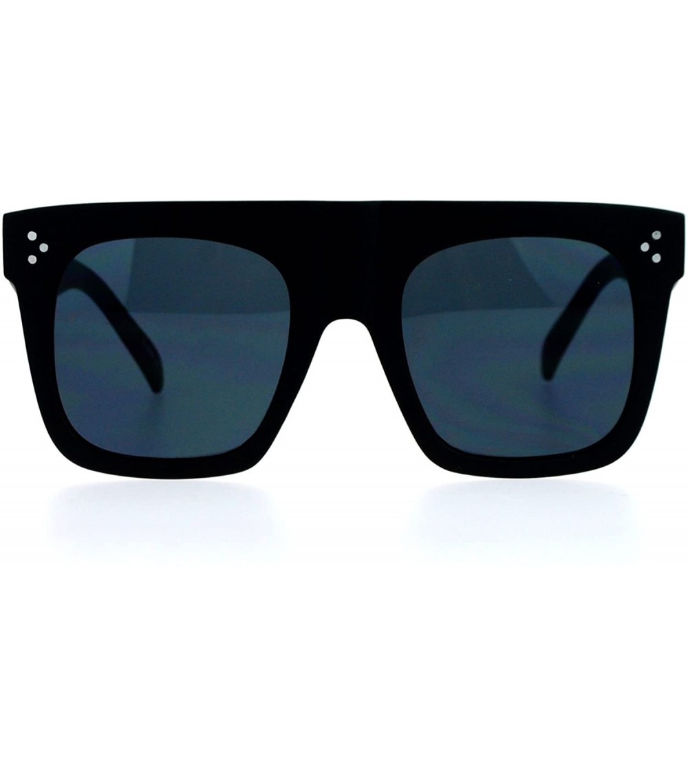 Wayfarer Super Thick Nerdy Mob Flat Top Horned Sunglasses - Matte Black - C8129UFZUDT $18.33